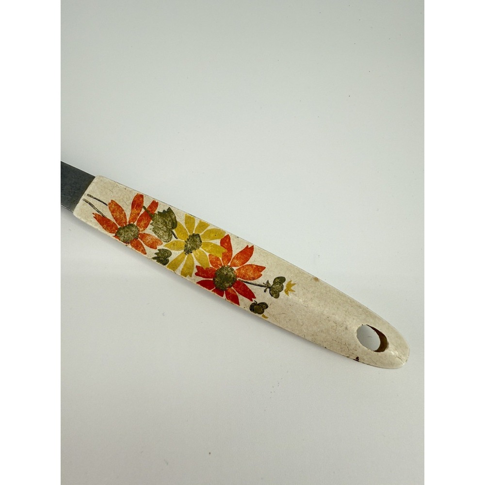 Vintage 1970s EKCO Garden Daisy Floral Stainless Slotted Serving Spoon Utensil - Picture 4 of 11